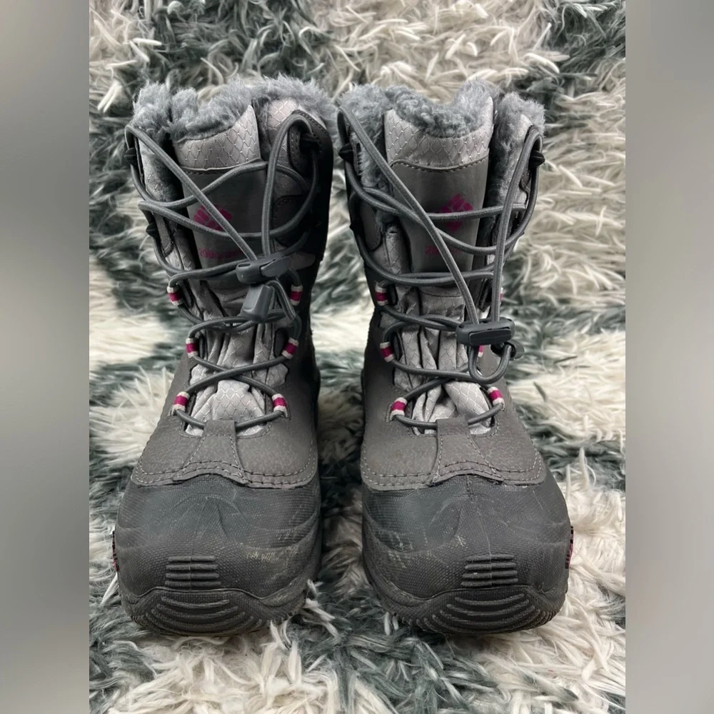 Columbia Kids Girls Gray Insulated Lind Snow Boots Waterproof Faux Fur Size 4